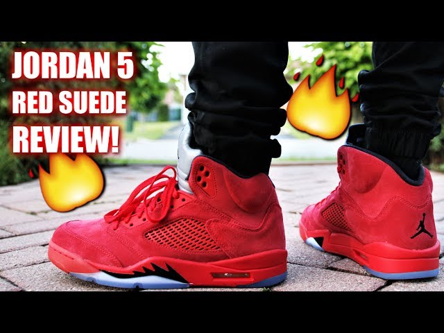 nike air jordan 5 red suede