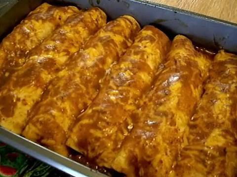 Real Beef Enchiladas, Spanish Rice, Refried Beans!