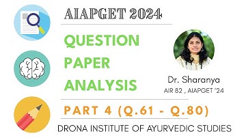 AIAPGET 2024 Question Paper Discussion - Part 4 (Q.61 - 80) | Drona Institute of Ayurvedic Studies