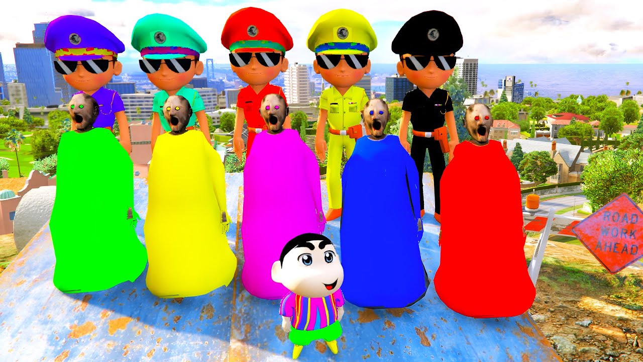 Colourful Little Singham And Granny Playing Hide and Seek Challenge With Shinchan || Gta 5 Gameplay