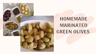 اعاده كبس الزيتون الاخضر المعلب بالمذاق المنزلي-Homemade marinated green olives