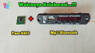 cara merakit modul mp3 bluetooth + ampli mini PAM 8403 menggunakan supply 12 volt