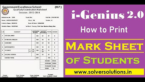 I-Genius 2.0 : Multi Language School ERP Software : How to Print Mark Sheet . www.solversolutions.in