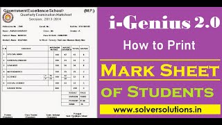 I-Genius 2.0 : Multi Language School ERP Software : How to Print Mark Sheet . www.solversolutions.in screenshot 5