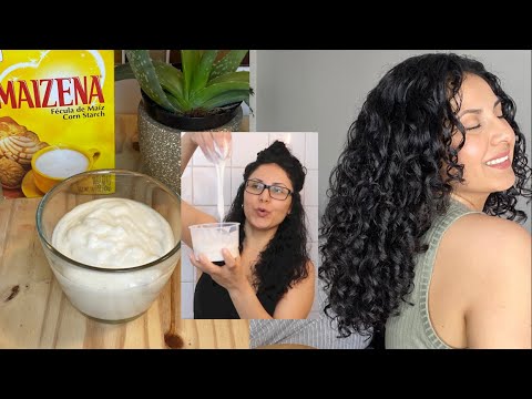 Cornstarch mask with aloe vera to moisturize hair.