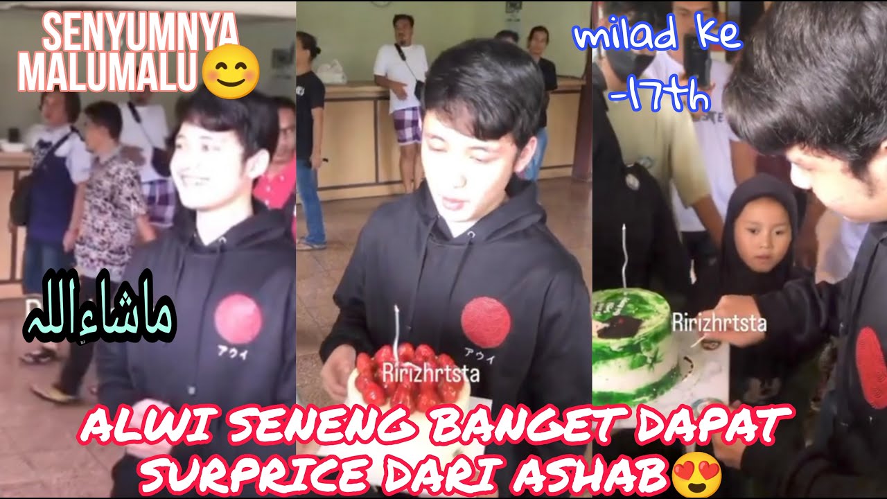 MasyaAllah senyumnya malumalu😊 | Alwi Assegaf senang banget dapat surprice dari Ashab😍