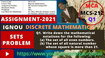 MCA NEW MCS-212 Discrete Mathematics Assignment 2021 | The set of all even numbers | Set Theory