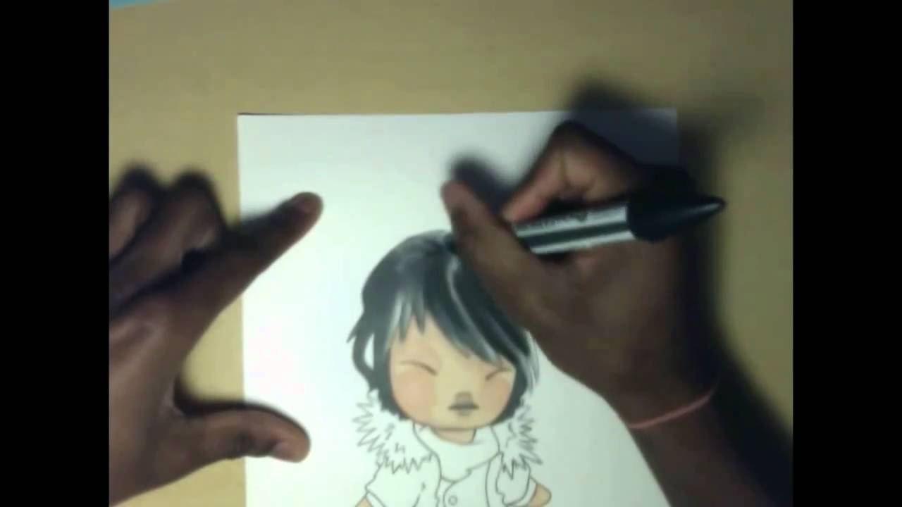 Letraset Promarker Marker Tutorial - Dark hair