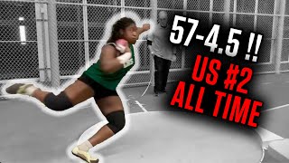 Jessica Oji shot puts 57-4.5, Indoor U.S. No. 2 All Time