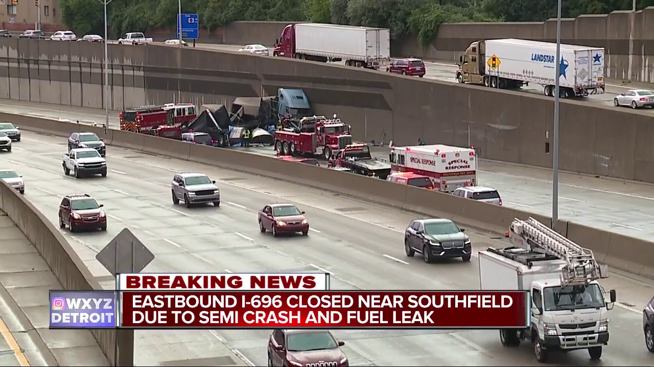 tv kanalları Overturned semi shuts down traffic on I-696 near Greenfield