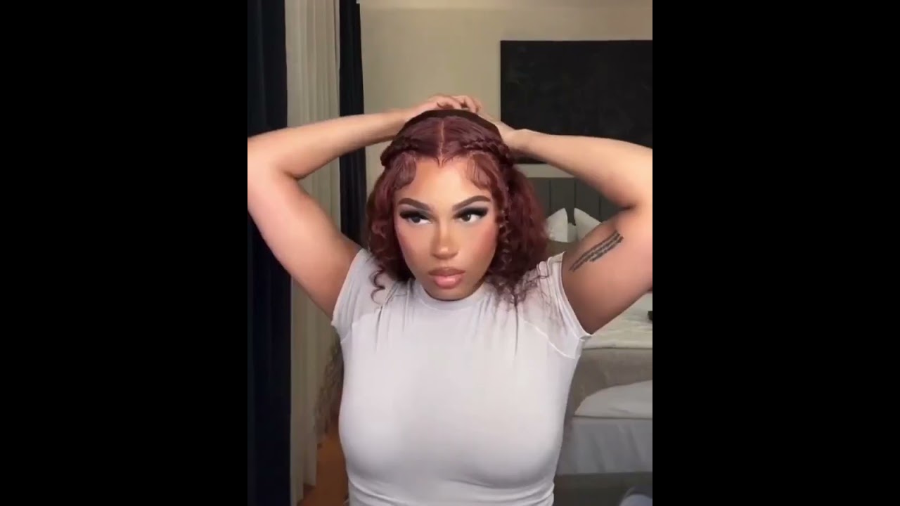 Red brown color lace front wig in curly hair style, restyle it perfectly 