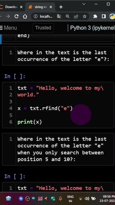 rfind string method python tamil #python #shorts - YouTube