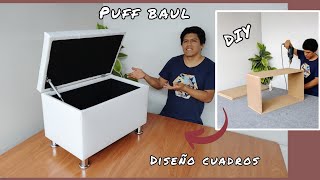 Cómo hacer PUF BAÚL diseño cuadros facil / banqueta capitonê◾