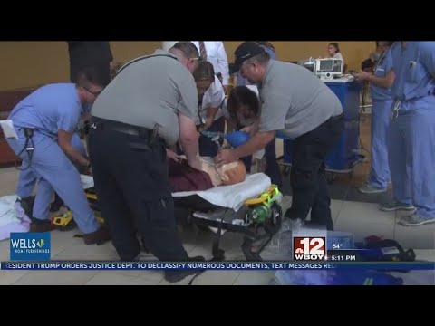 WVU Health Sciences students perform mock 'Code Blue' emergency response