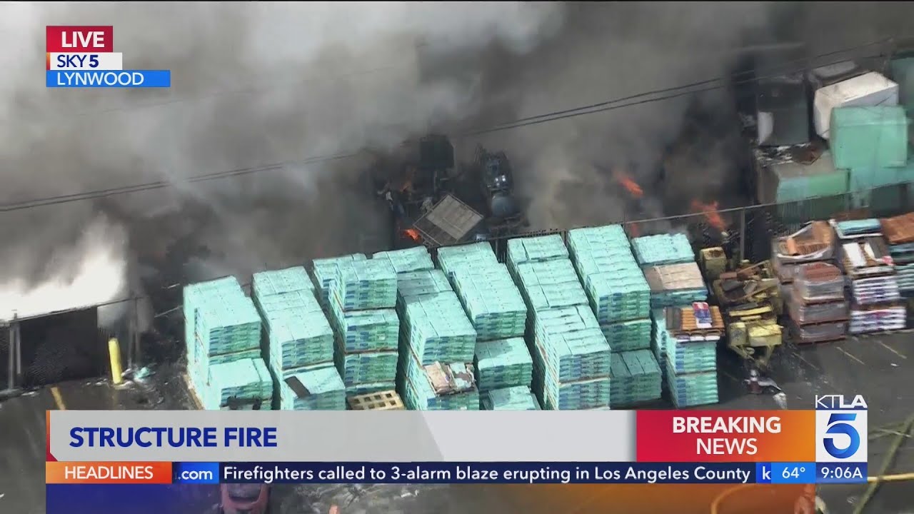 Firefighters called to 3-alarm blaze raging in Los Angeles County - YouTube