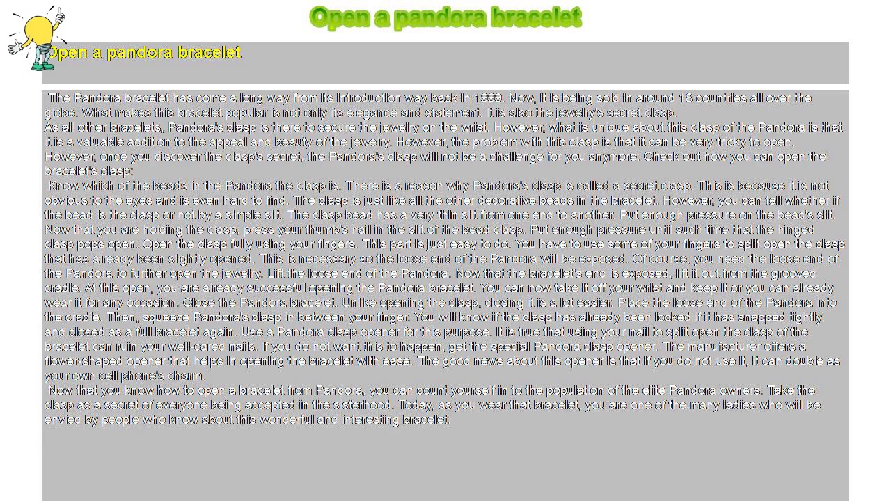 How to Open a pandora bracelet YouTube