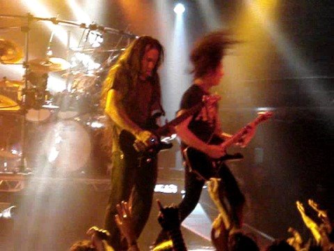 If you think Guitar Hero 3 legends such as iamchris4life and JefffN666s GH3 bot are amazing, then check out my awesome footage of the true masters of Through The Fire And Flames playing...Dragonforce themselves!! The footage in the video was recorded by myself when Dragonforce played live at the Norwich UEA LCR, UK on the 5/10/08 as part of their Ultra Beatdown World Tour!! TTFAF features on Dragonforces 3rd album Inhuman Rampage as track #1, and if you dont own this album then I suggest buying it as in my opinion its Dragonforces best album to date! TTFAF is probably the song that has made GH3 as legendary as it is due to the fact that you have to be so bloody amazing to play it, especially in expert!! I cant even manage playing it in medium, but then saying that Im pretty uncoordinated and have only just mastered easy mode! There are probably a lot of fans of Dragonforce who hadnt even heard of the band till they played GH3 and Dragonforce may not be as big as they are now had it not been for their track featuring! Hope you enjoy my footage as it may be the best you ever see and please rate/comment...hell even subscribe to my channel!! Check out Dragonforce's MySpace at www.myspace.com/dragonforce or their official site at www.dragonforce.com