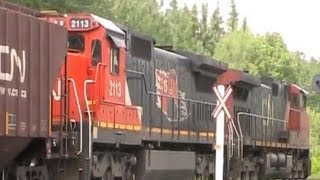 CN Train Spotting: 15th Anniversary Engine | CN 2672 2113 & DPU 8848 Leads CN 845 7/13 6/13/12