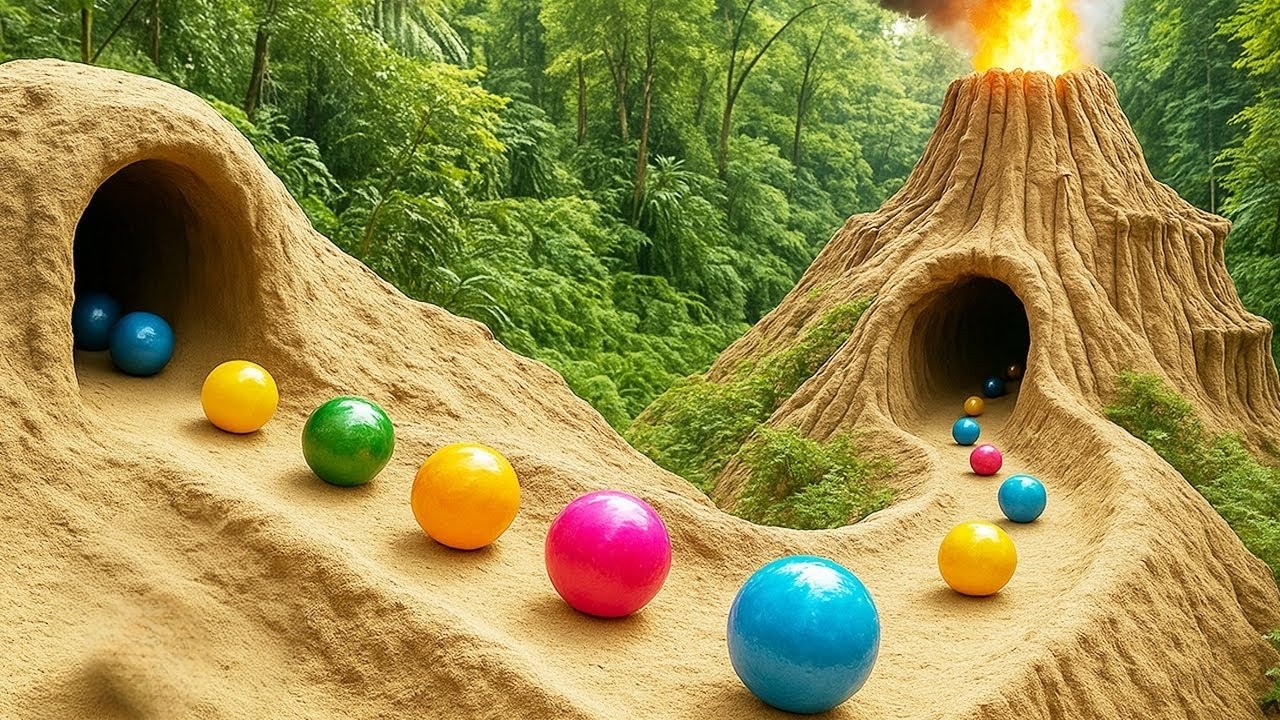 Marble Run Race ASMR 1000 Marbles Rain Gutter VS Mega Volcano ASMR Amakandu