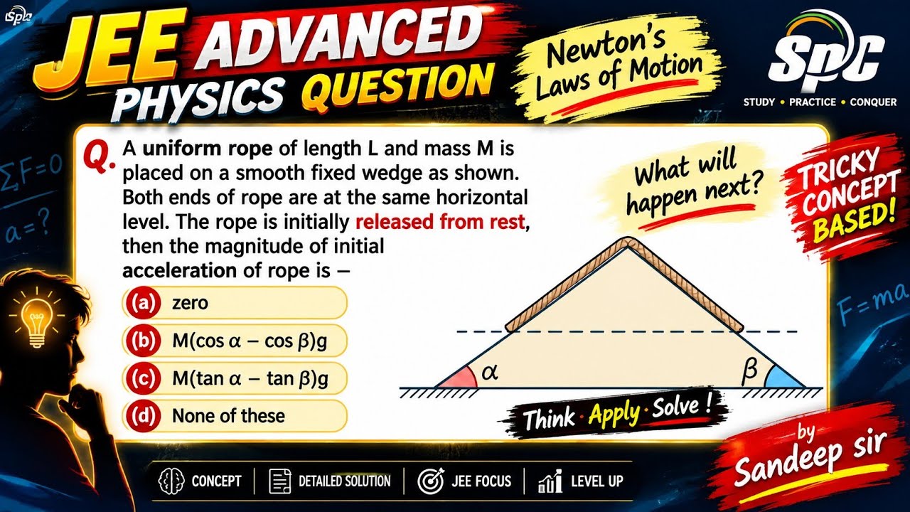 Uniform Rope IIT-JEE| A uniform rope of length L and mass M is placed on a smooth ...