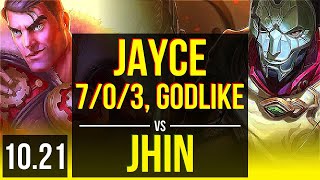 JAYCE & Janna vs JHIN & Alistar (ADC) | 7/0/3, 1.4M mastery, 800+ games | KR Master | v10.21