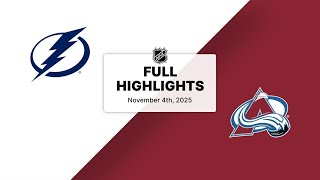 Nhl Highlights Lightning Vs. Avalanche November 04, 2025