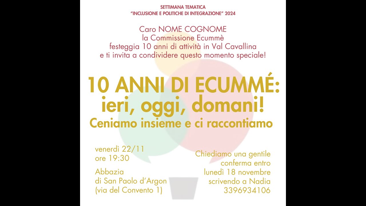 10 anni di Commissione Ecummè