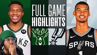 Giannis Went Crazy!! BUCKS at SPURS | FULL GAME HIGHLIGHTS | January 4, 2024 (Reaction)