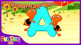 ABC Flashcards | Learn ABC First Words | Flashcards A to Z for Toddlers &amp; Kids - @FunDayKid