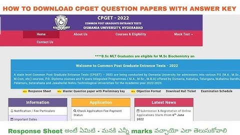 HOW TO DOWNLOAD CPGET 2022 QUESTION PAPERS WITH ANSWER KEY RESPONSE SHEET KNOW YOUR MARKS