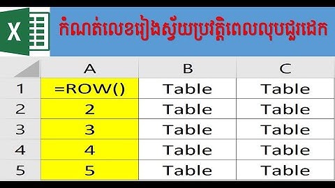 កំណត់លេខរៀងស្វ័យប្រវត្តិពេលលុបជួរដេក Automatic Row Numbers in Excel  Learning Excel