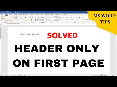 How to put header only on First Page in Ms Word Step by Step 2021