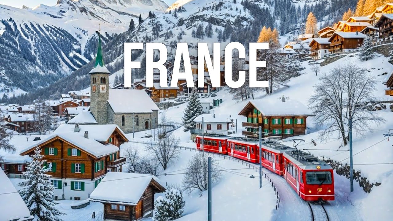 France in Winter 4K | Snowy Alps, Quiet Villages & Iconic French Landmarks