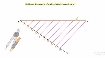 how to divide a line in given equal parts/divide a line segment in given equal parts in hindi/urdu.