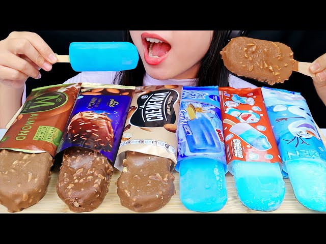 ASMR CHOCOLATE AND BLUE ICE CREAM, MAGNUM ALMOND, CAMPINA FROZEN, LA CREMERIA, WALL'S DORAEMON, AICE