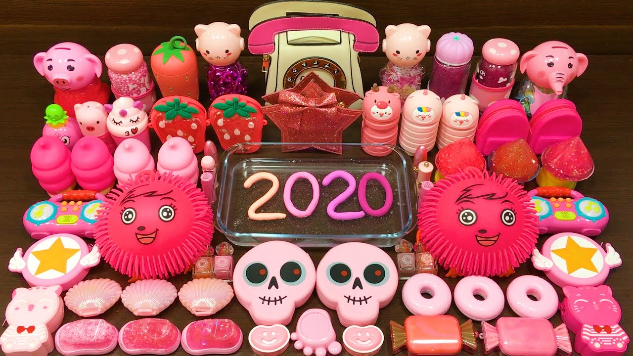 Series 2020 PINK Slime! Mixing Random Things into CLEAR Slime! Satisfying Slime Videos 