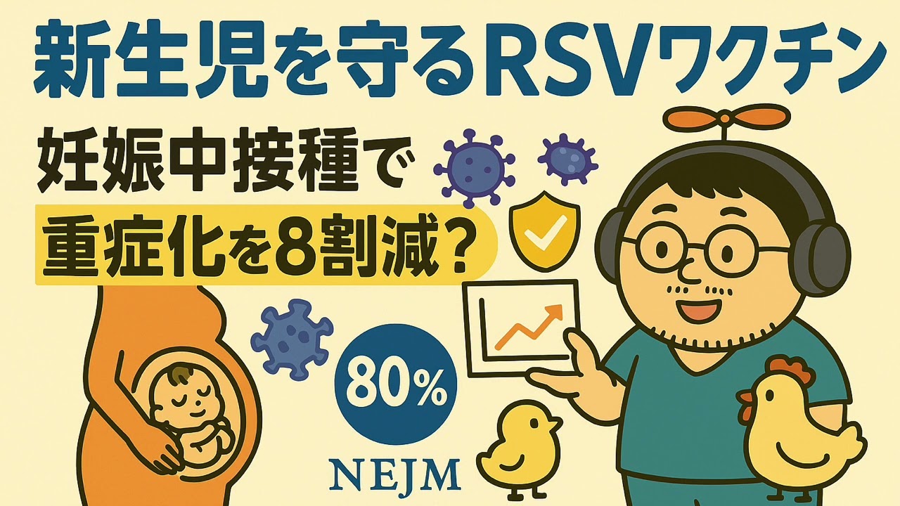 【医療者向け・音声のみ】新生児を守るRSVワクチン：妊娠中の接種が乳児の重症化・入院を8割以上抑制する？最新研究と安全性を徹底解説　NEJM