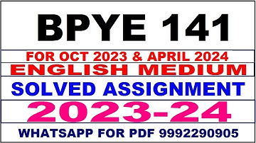 bpye 141 solved assignment 2023-24 | bpye 141 solved assignment in english 2024 | bpye 141 2024