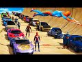 Desafio Cambalhota e Homem Aranha com Carros! New Custom Cars vs Muscle Cars SPIDER-MAN GTA 5