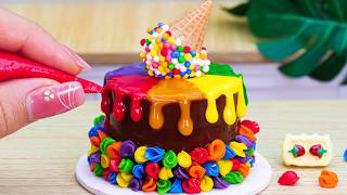 Rainbow Chocolate Icecream Drip Cake Mini Cake Decorating ASMR