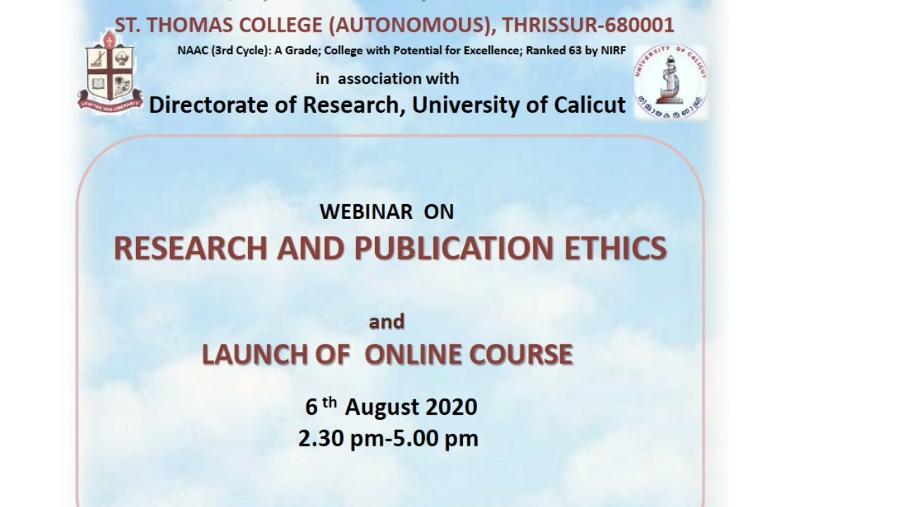 WEBINAR ON RESEARCH AND PUBLICATION ETHICS - YouTube