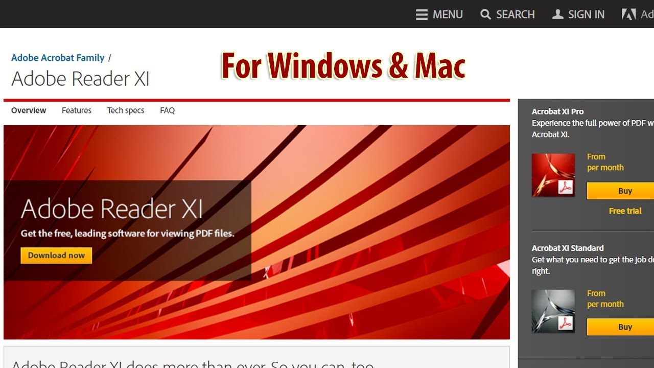 How To Download Install Adobe Pdf Reader Xi Windows Mac Youtube