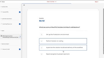 getting 100% score on RPA Implementation Methodology Fundamentals