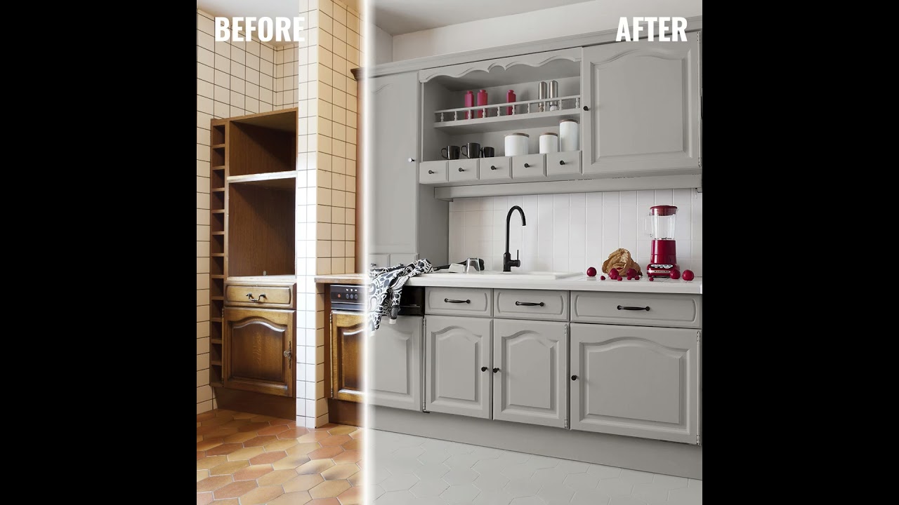 V33 Renovation bucatarie  - vopsea direct pe pal, melaminat, lemn masiv, plastic