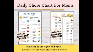 Daily Chore Chart for Moms| Printables for kids