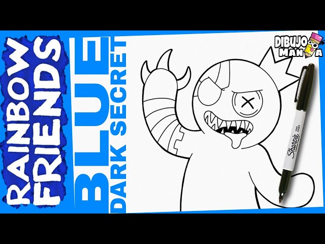 COMO DESENHAR O BLUE's DARK SECRET do ROBLOX RAINBOW FRIENDS