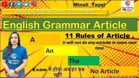 Article: A, An,The| English Grammar For All Competitive Exams| BEST TRICK TO LEARN ARTICLES