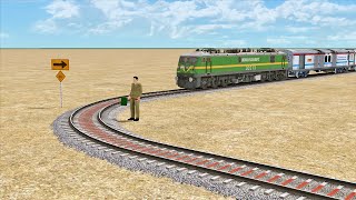 Train Vs Sharp Turn | Bumpy Railroad Crossing | Train Simulator | Railfun Train Videos