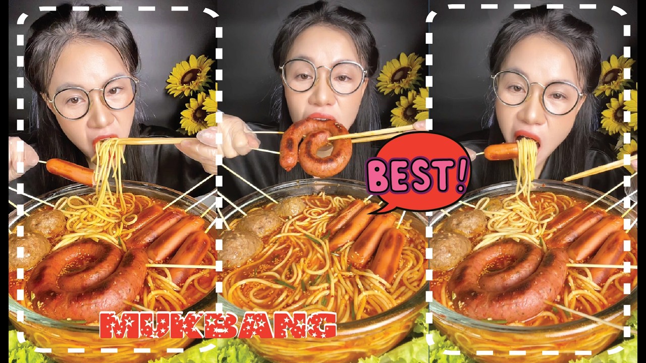 Mì xúc xích bò viên siêu ngon #mukbang #food #bygothichan