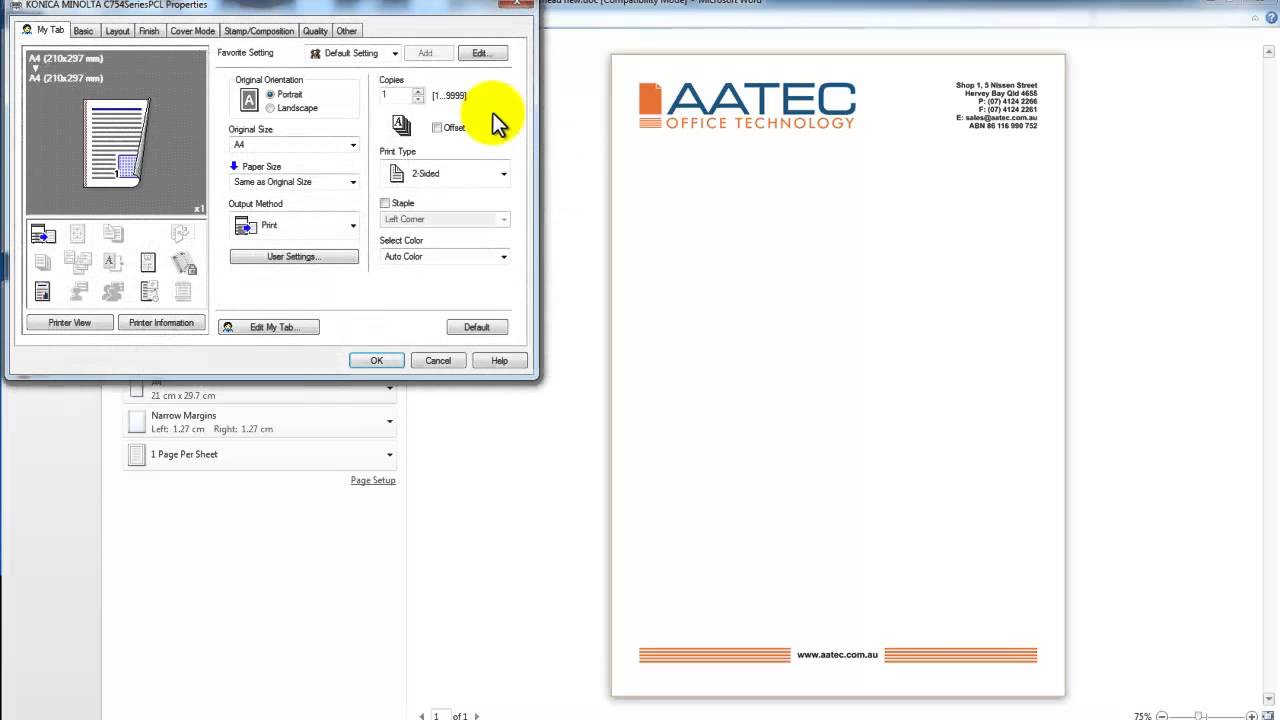 Letterheads on the bizhub - YouTube